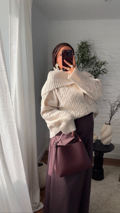 Pull ultra chaud en laine et col montant | Beige