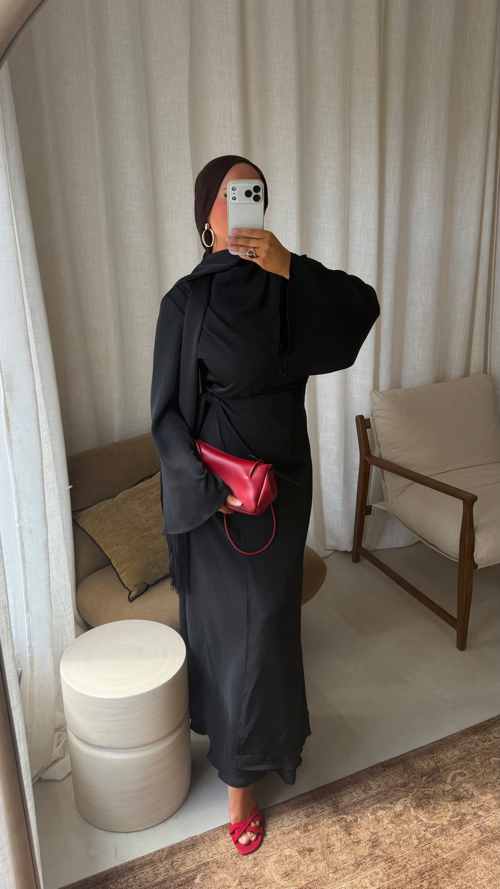 Robe ultra longue satinée | Noir