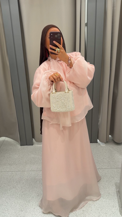 [GAMME PREMIUM] Blouse satinée doublée | Rose poudré