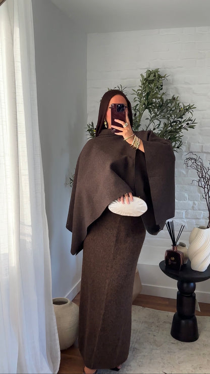 Cape en maille ultra douce Marron | Pré-commande