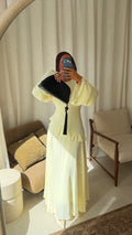 Robe ultra longue fluide doublée avec lacets à l'arrière | Jaune
