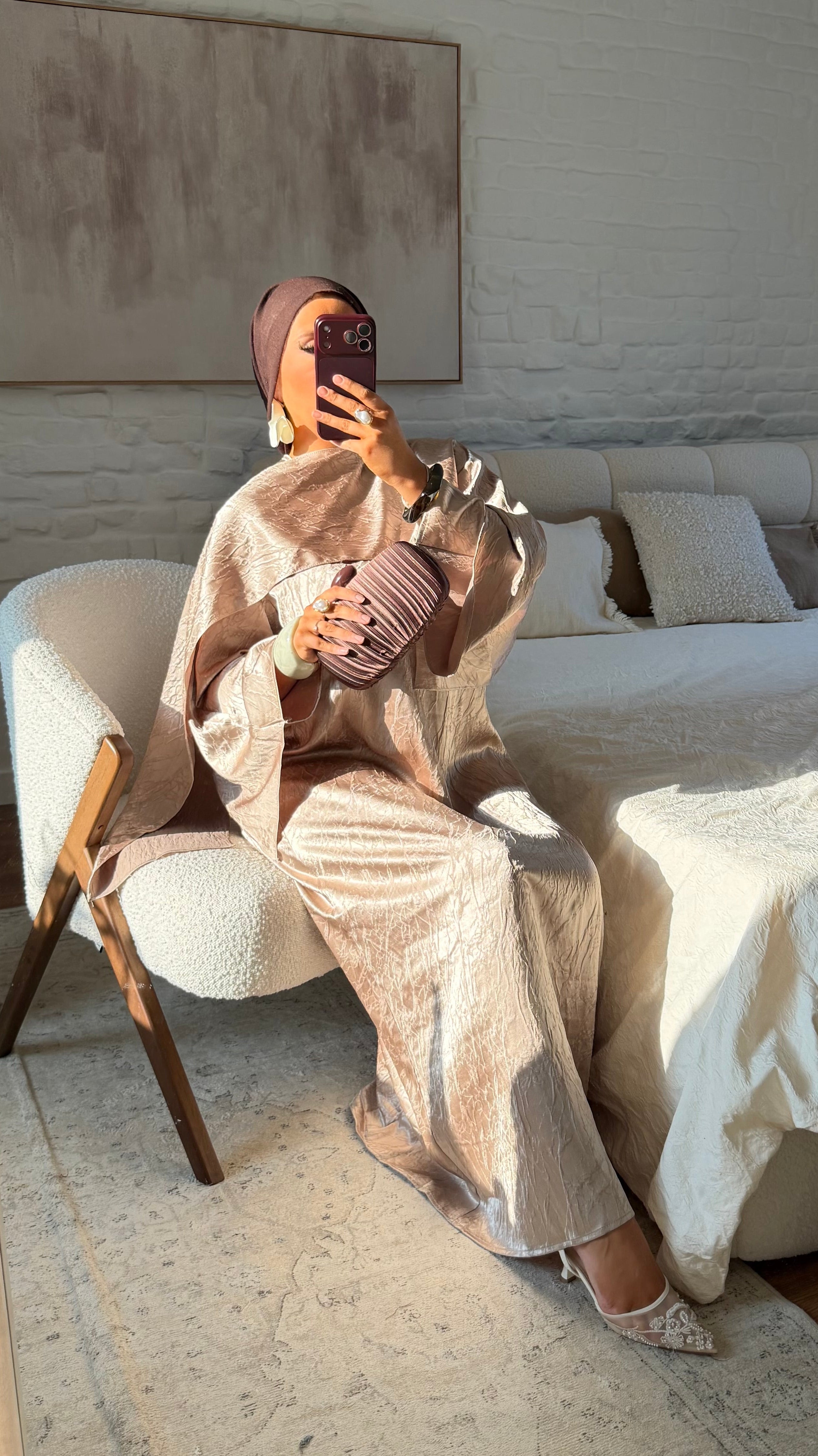 Robe ultra longue à cape intégrée OVA | Taupe