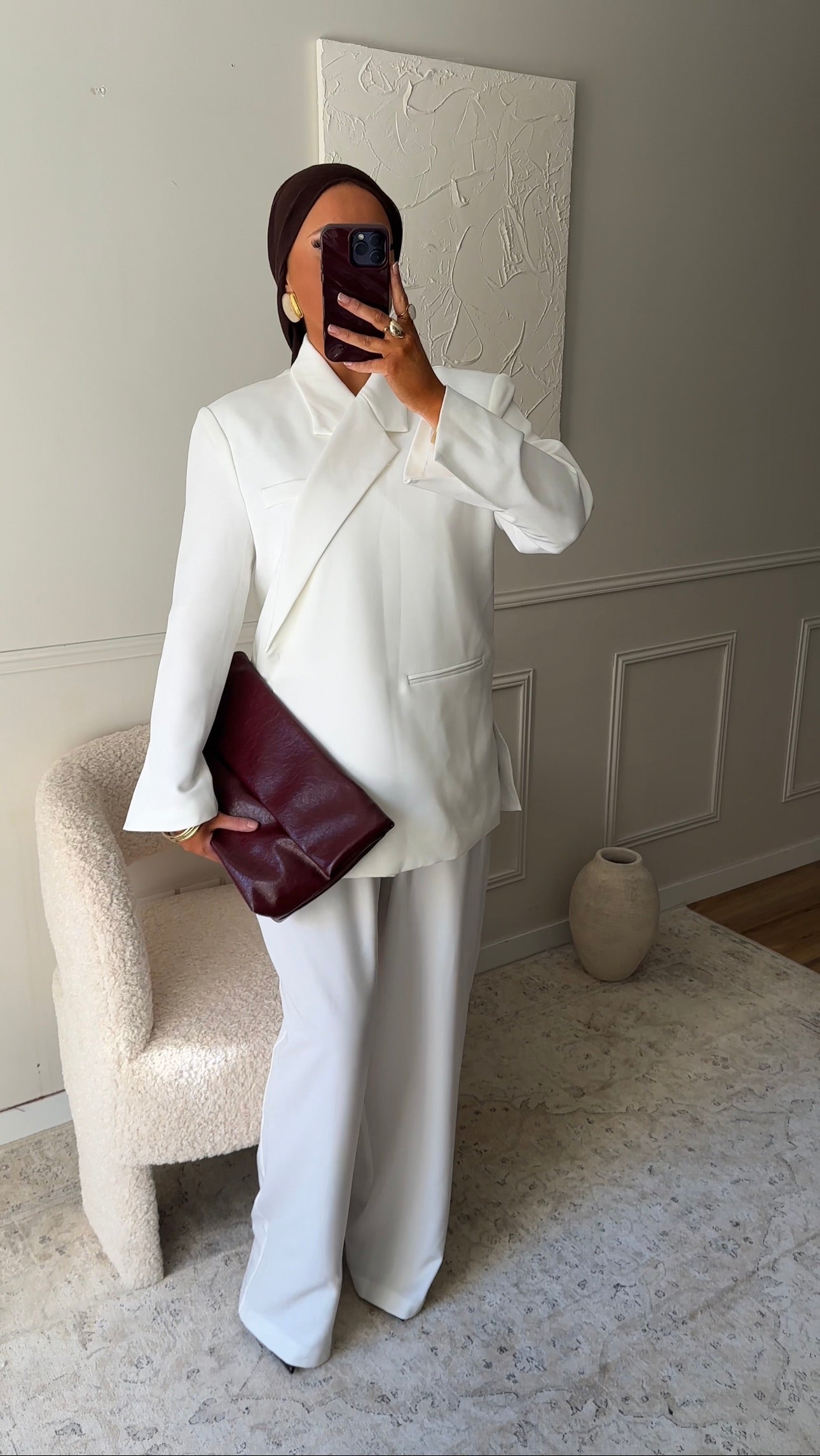 [GAMME PREMIUM] Blazer oversize cache cœur | Blanc