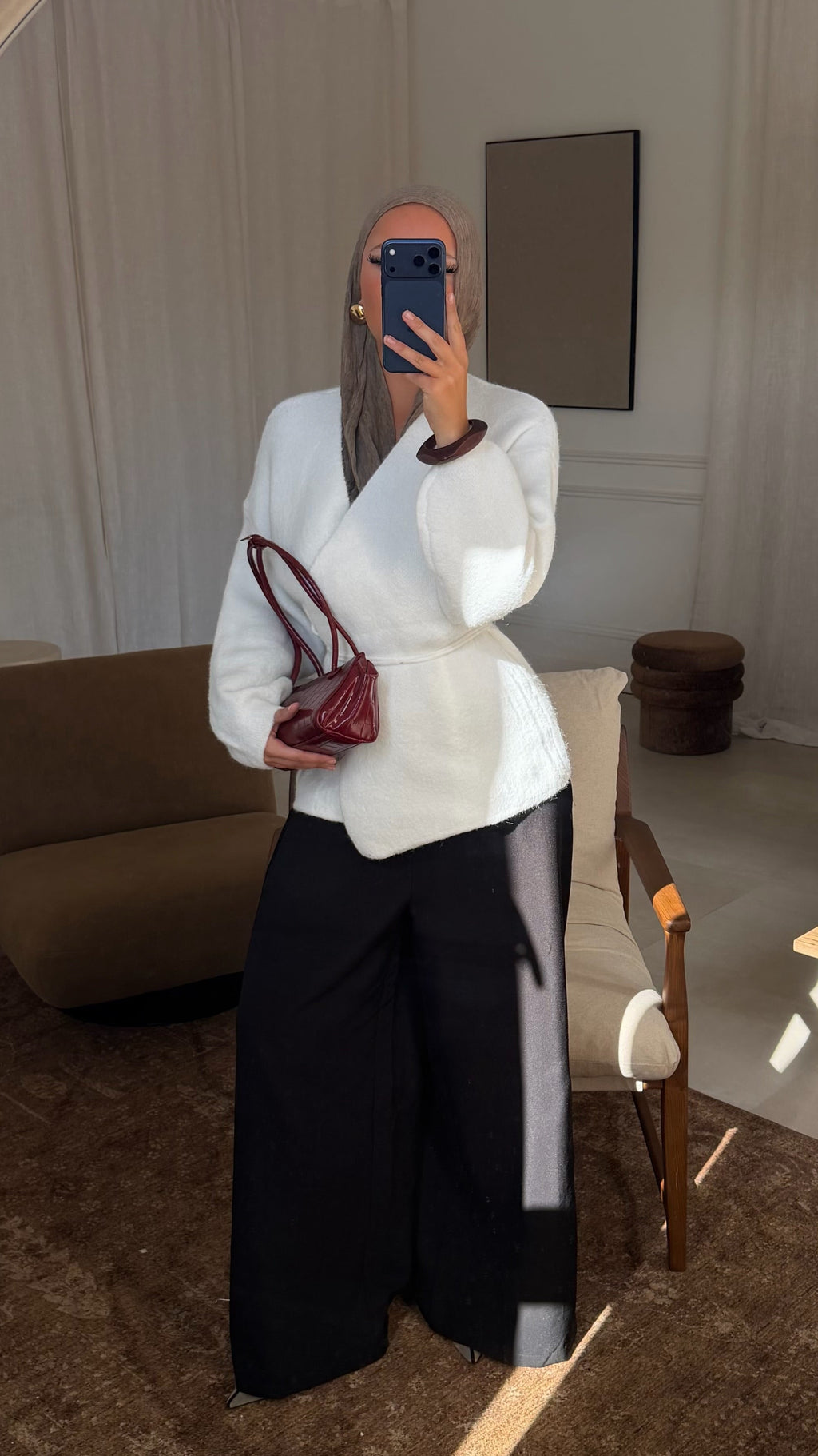 Gilet en maille cache cœur | Blanc