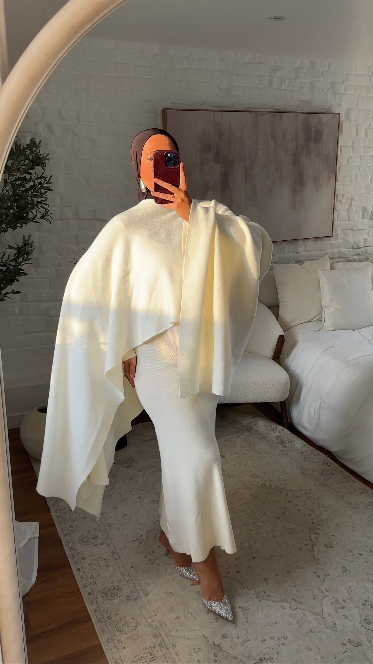 [CRÉATION] Cape ultra longue en maille | Blanc