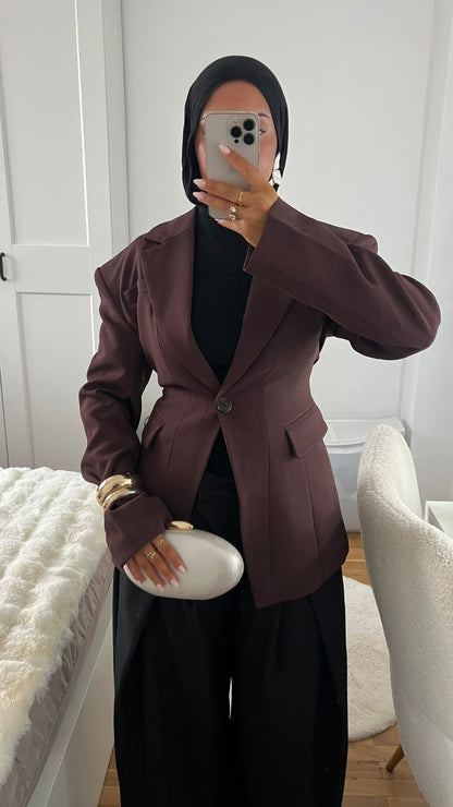 [GAMME PREMIUM] Blazer large et cintré ultra épais | Bordeaux
