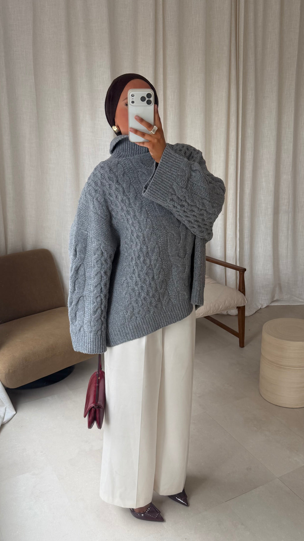 [GAMME PREMIUM] Pull à col montant ultra chaud OSLO | Gris