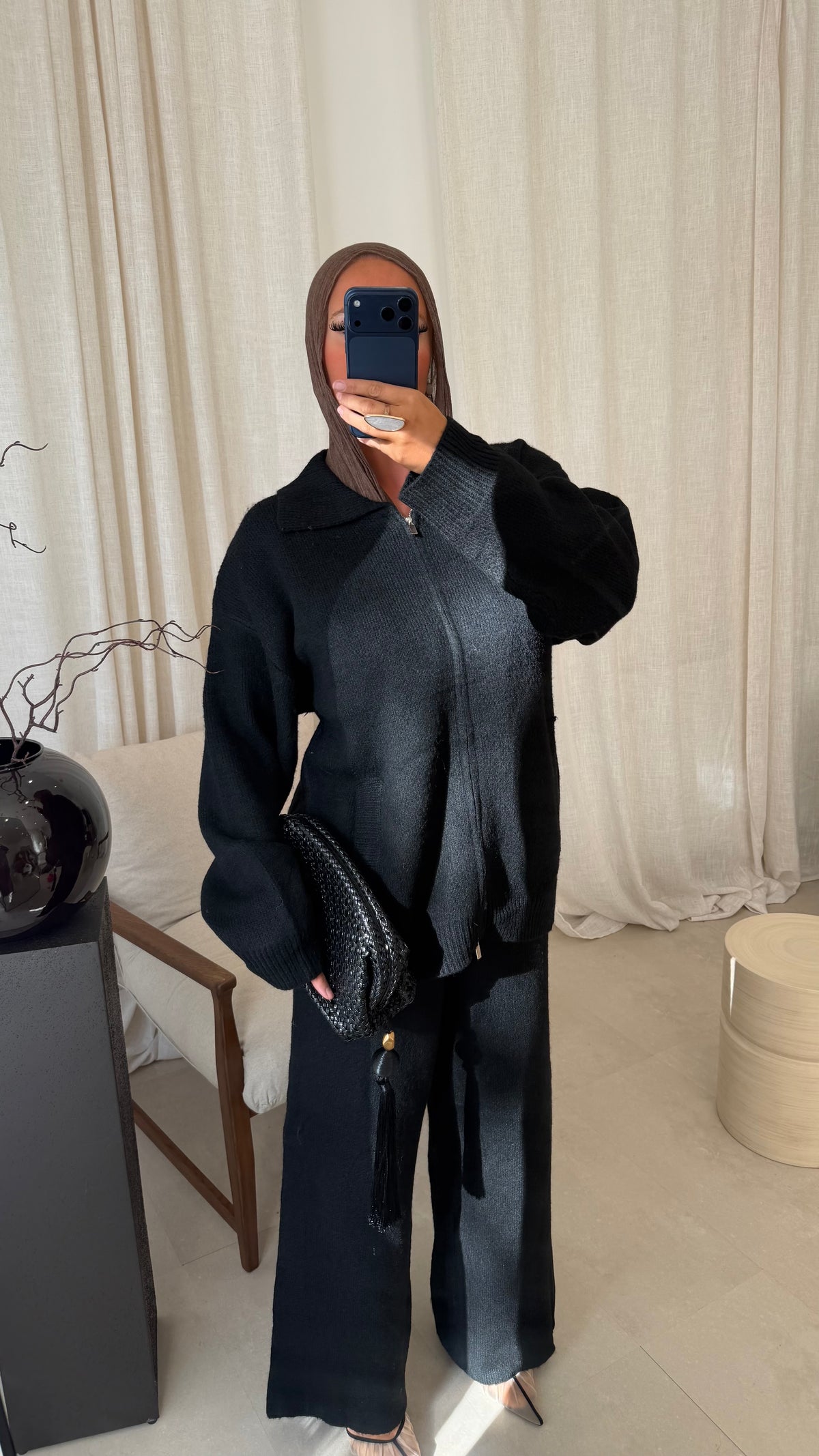 [GAMME PREMIUM] Ensemble deux pièces en maille DÉLIA | Noir