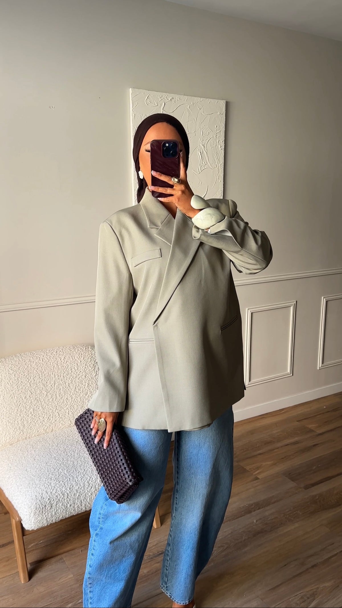 [GAMME PREMIUM] Blazer oversize cache cœur | Tilleul