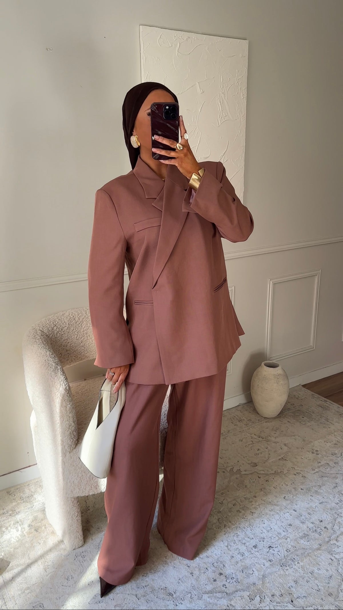 [GAMME PREMIUM] Blazer oversize cache cœur | Mocha