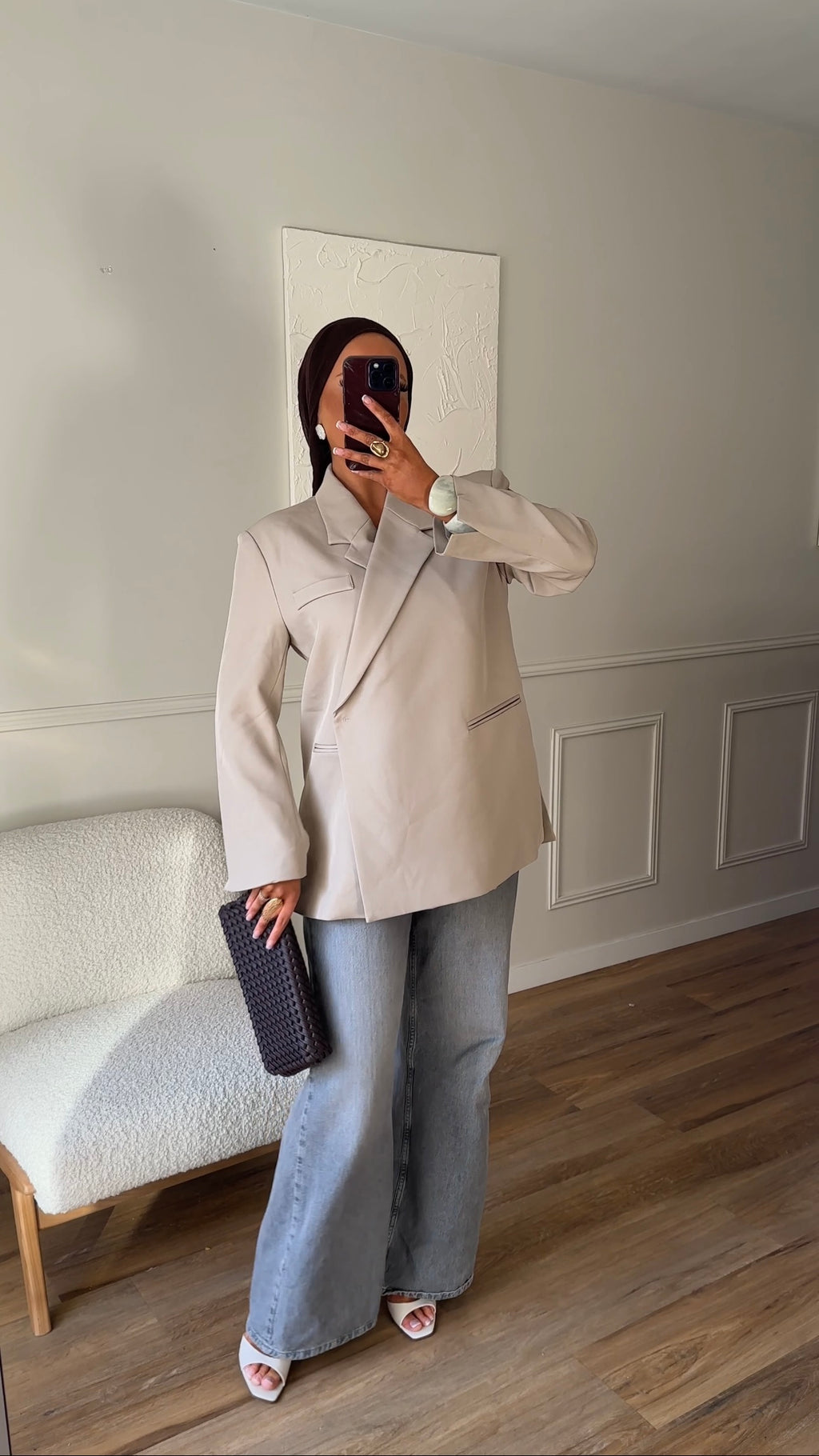 [GAMME PREMIUM] Blazer oversize cache cœur | Beige