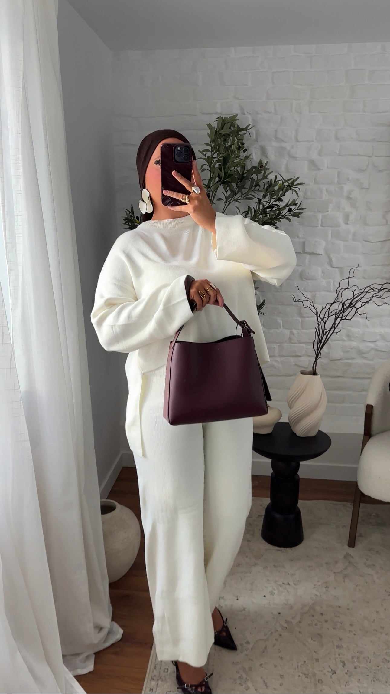 Ensemble comfy en maille à pantalon | Blanc