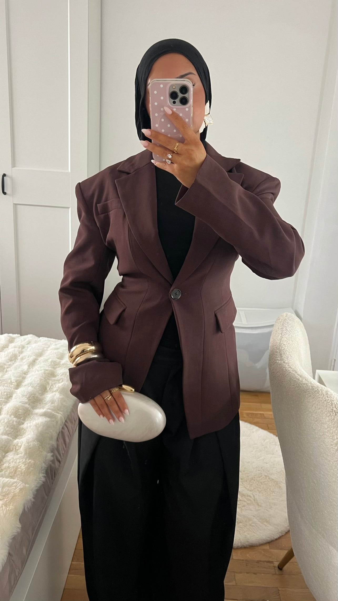 [GAMME PREMIUM] Blazer large et cintré ultra épais | Bordeaux