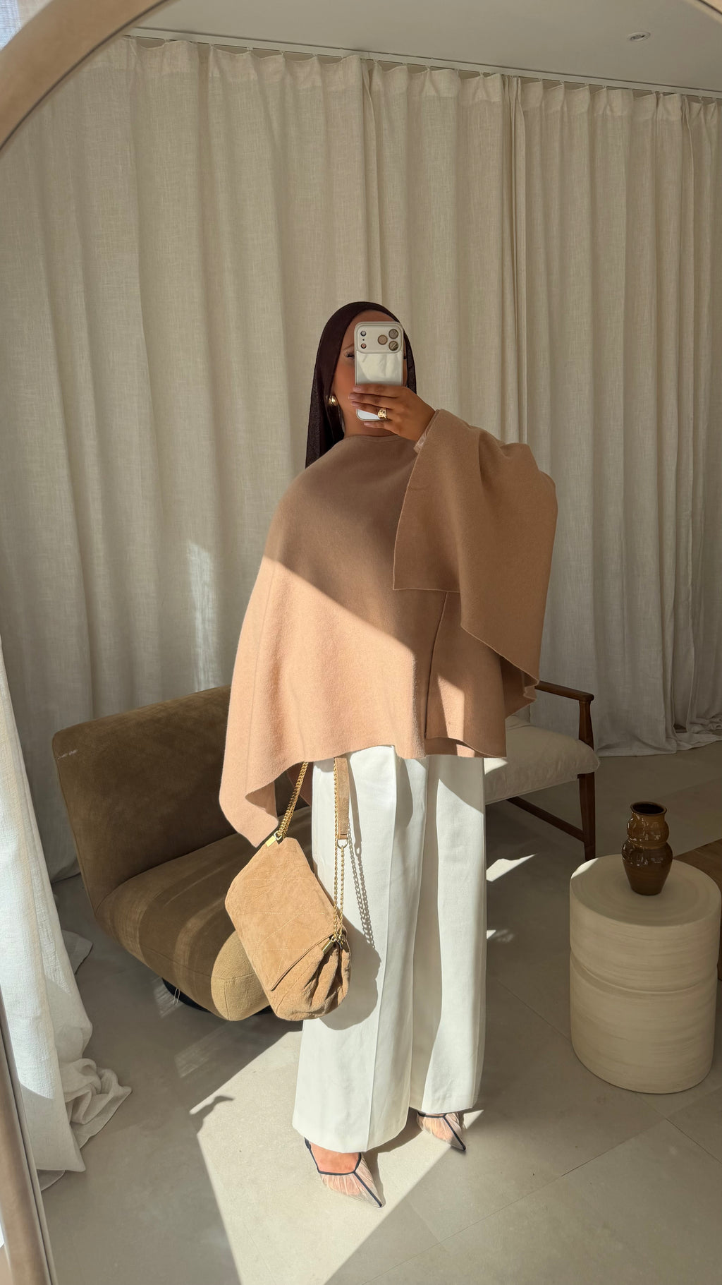 [GAMME LUXE] Cape en laine véritable ELDENA | Camel