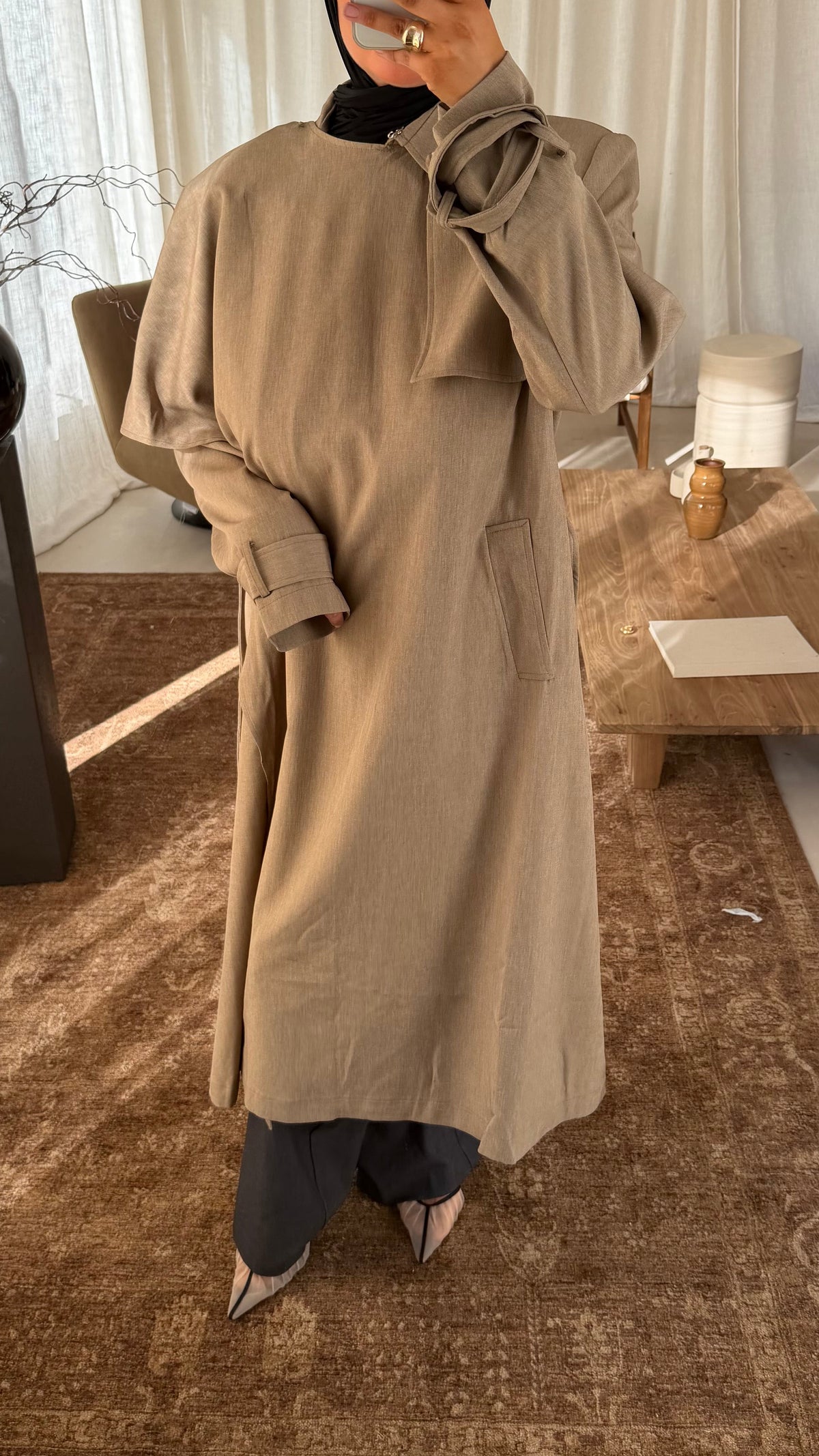 [GAMME PREMIUM] Trench ultra long à cape | Beige