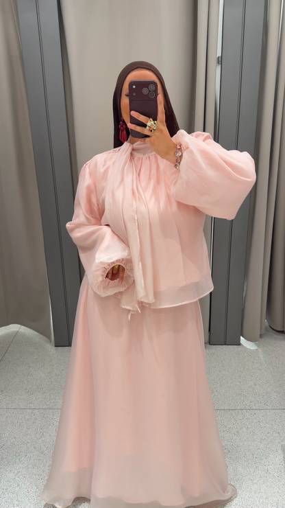 [GAMME PREMIUM] Blouse satinée doublée | Rose poudré