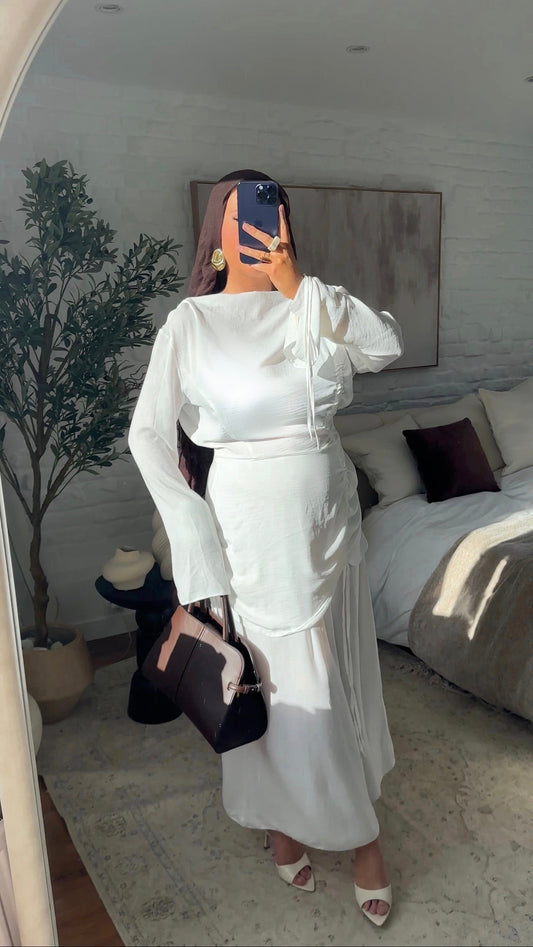 Robe longue à lacets | Blanc
