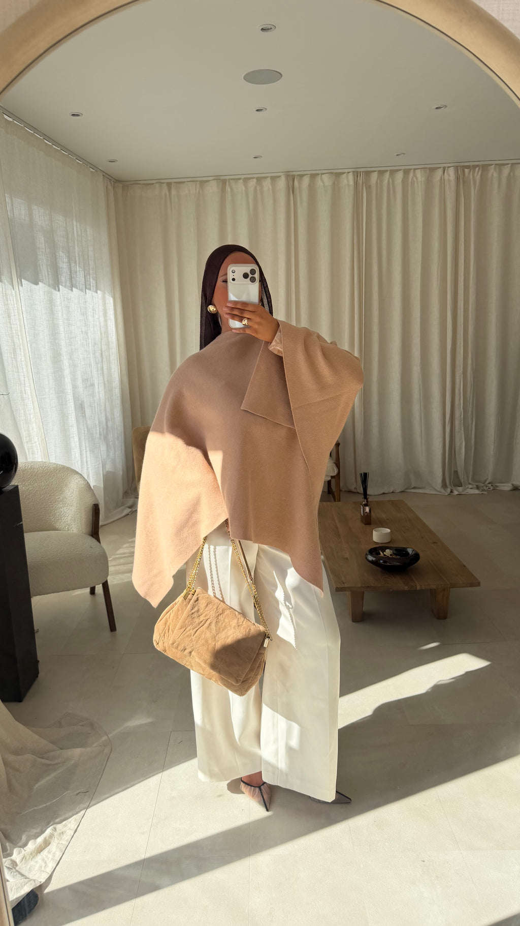 [GAMME LUXE] Cape en laine véritable ELDENA | Camel