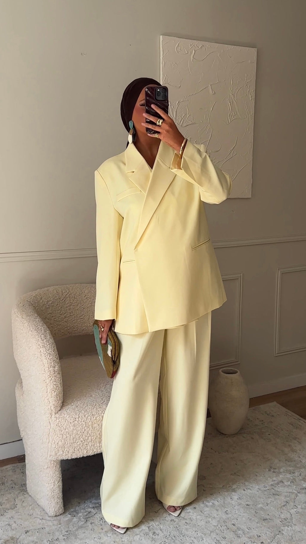 [GAMME PREMIUM] Blazer cache cœur oversize | Jaune