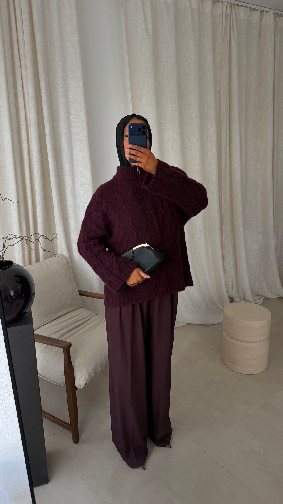 Pull long ultra doux torsadé SAMARIA | Bordeaux | Pré-commande