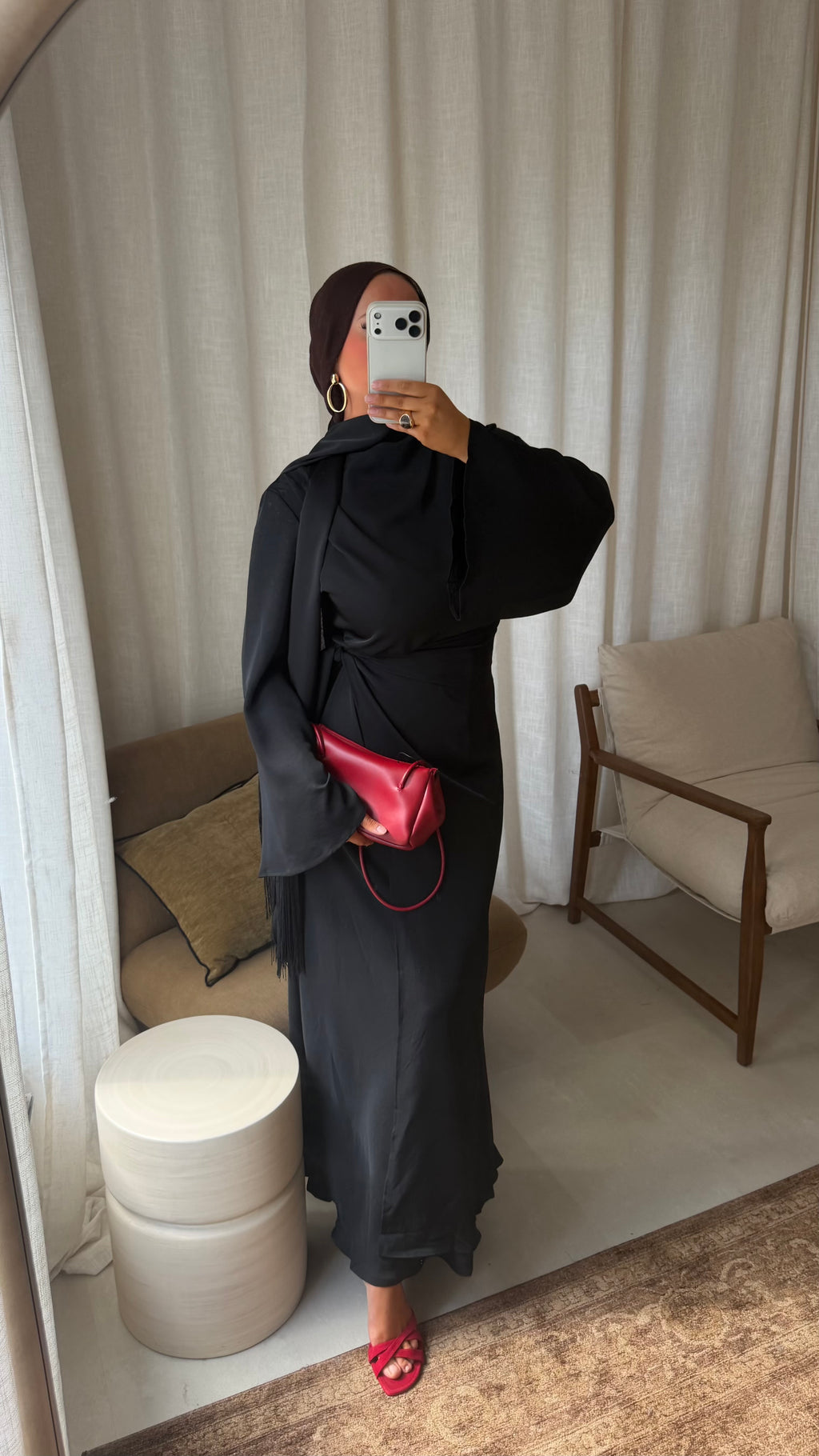 Robe ultra longue satinée | Noir