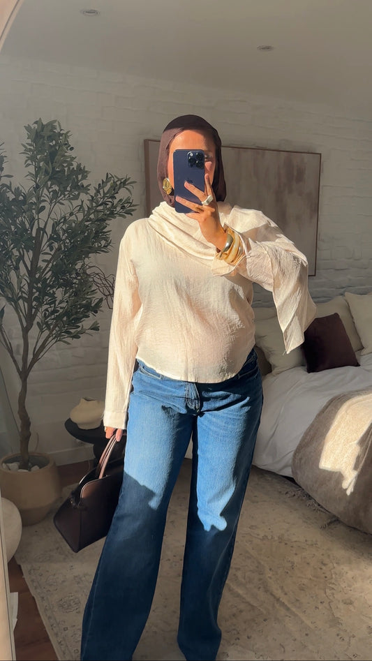 Haut à cape intégrée | Beige