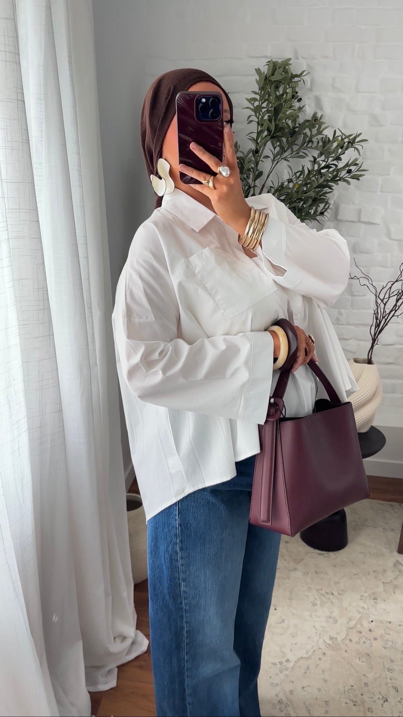 Chemise mi longue en coton | Blanc