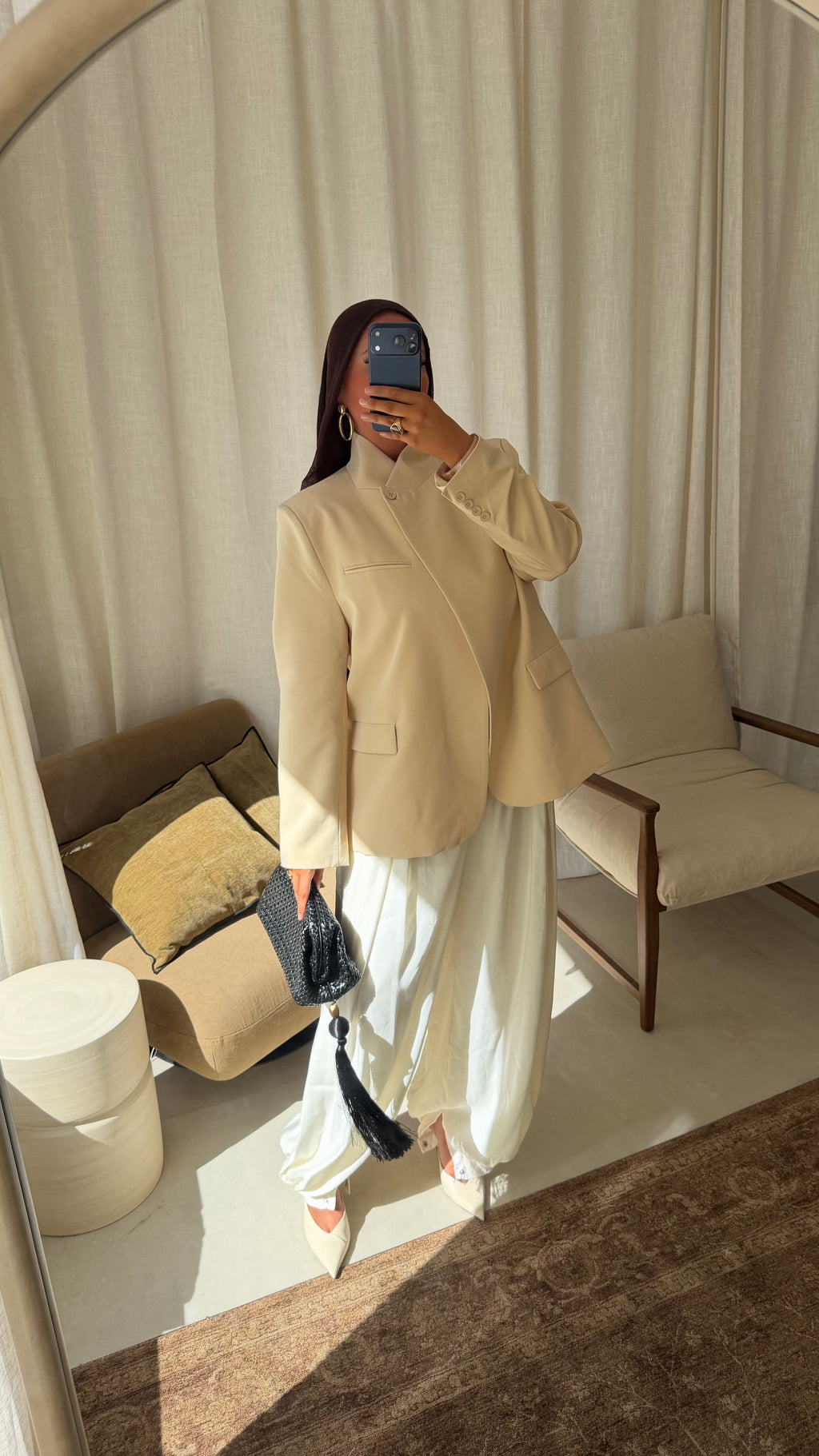 [GAMME LUXE] Blazer à col bouton oversize | Beige
