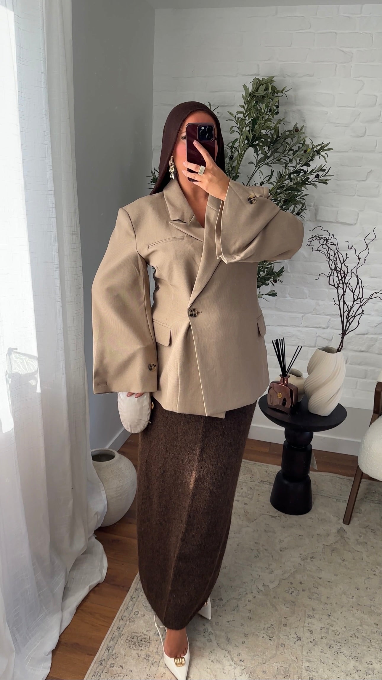 [GAMME PREMIUM] Blazer cache cœur oversize à boutonnage | Beige
