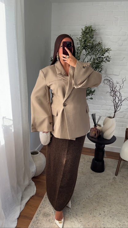 [GAMME PREMIUM] Blazer cache cœur oversize à boutonnage | Beige