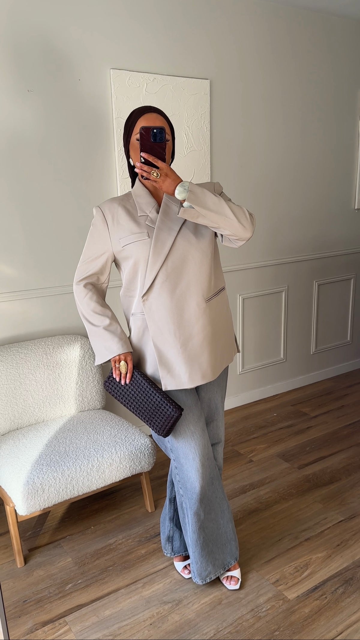 [GAMME PREMIUM] Blazer oversize cache cœur | Beige