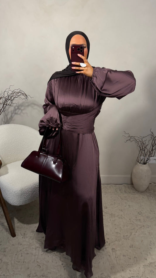 Robe ultra longue doublée | Prune