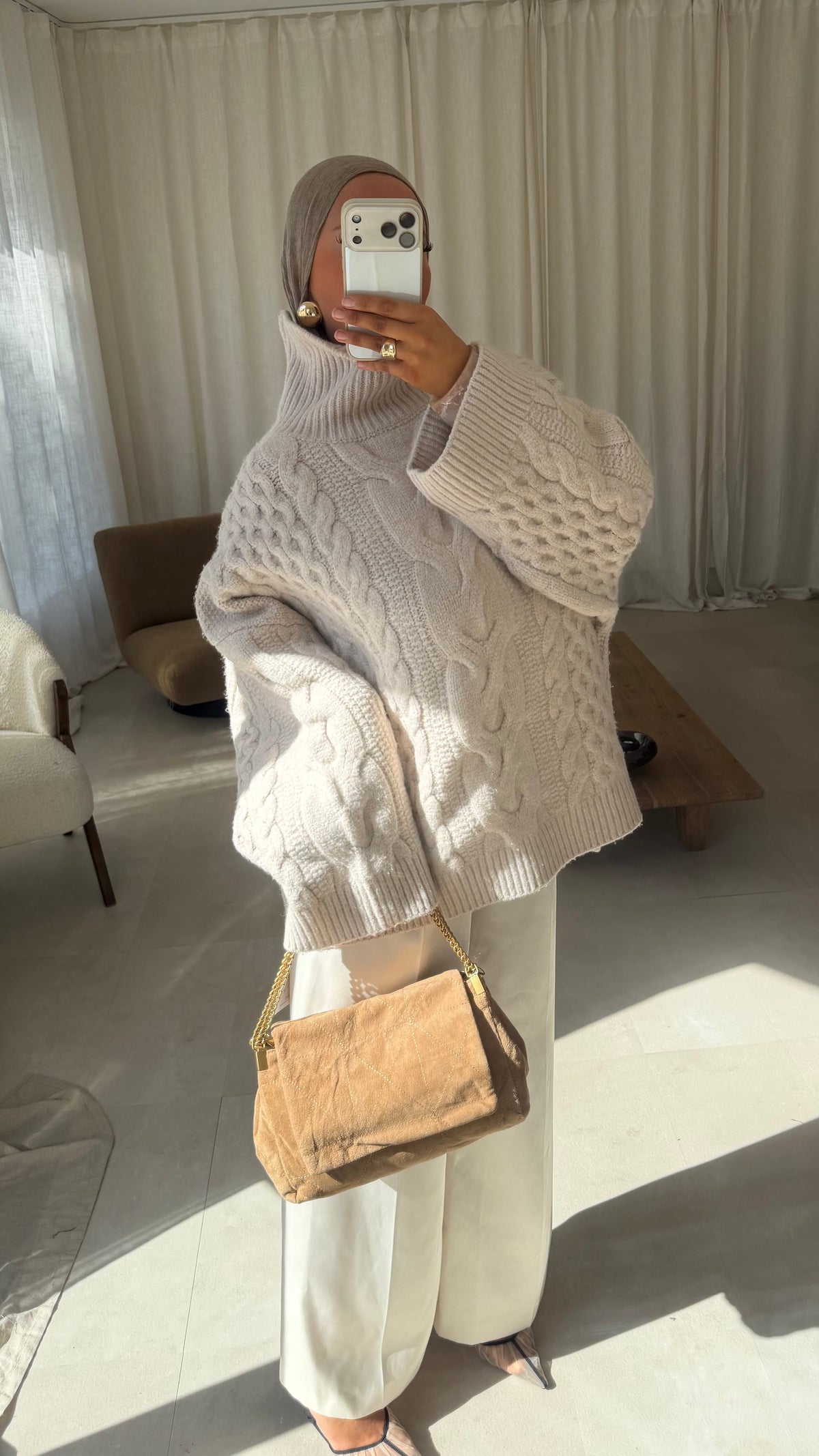 [GAMME PREMIUM] Pull à col montant ultra chaud OSLO | Beige