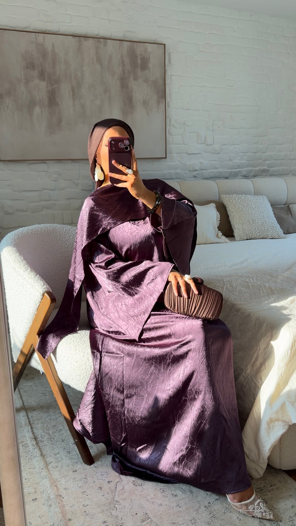 Robe ultra longue à cape intégrée OVA | Aubergine