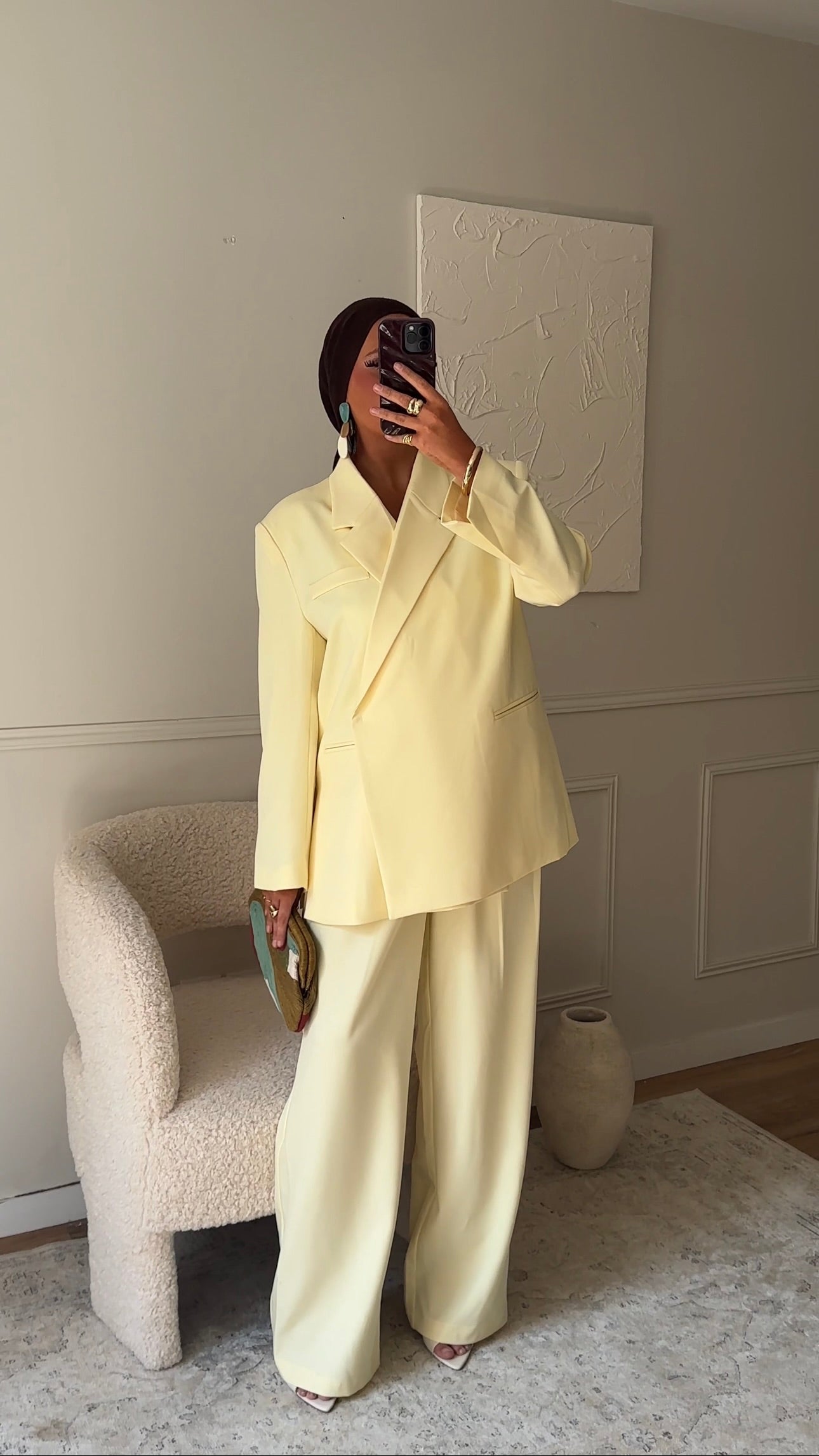 [GAMME PREMIUM] Blazer cache cœur oversize | Jaune