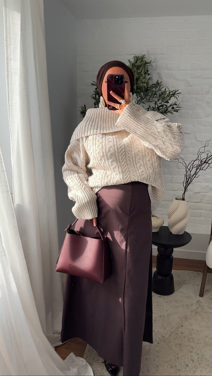 Pull ultra chaud en laine et col montant | Beige