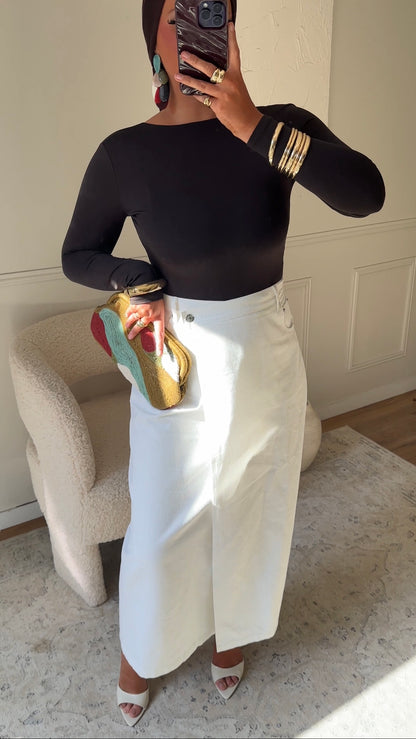 Jupe en jean portefeuille | Blanc