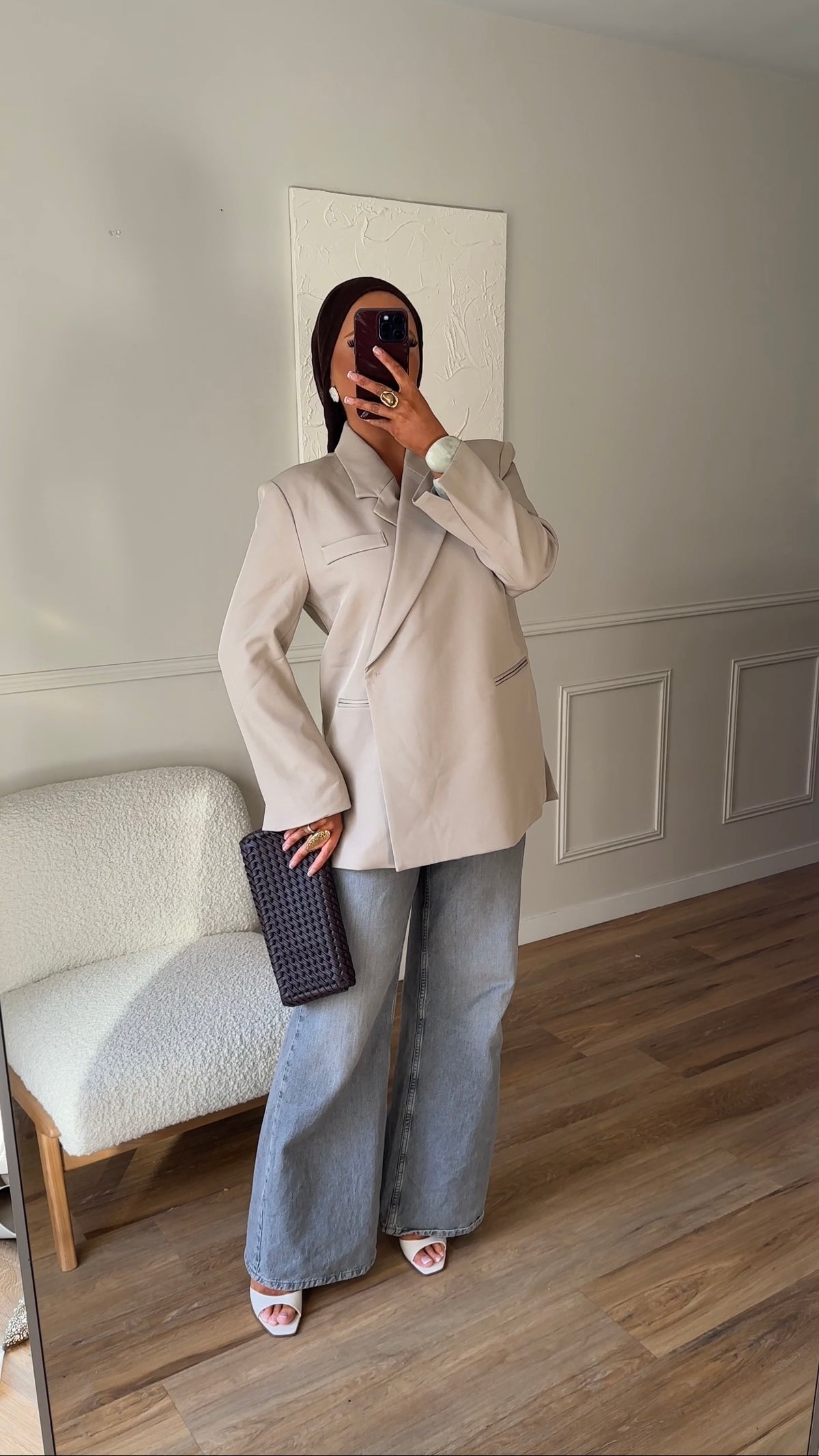 [GAMME PREMIUM] Blazer oversize cache cœur | Beige