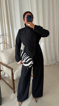 Ensemble avec haut à boutons et pantalon ultra long GABRIELA | Noir