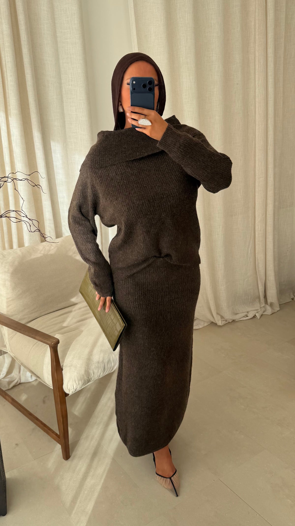 [GAMME PREMIUM] Ensemble en maille côtelée EREL | Marron