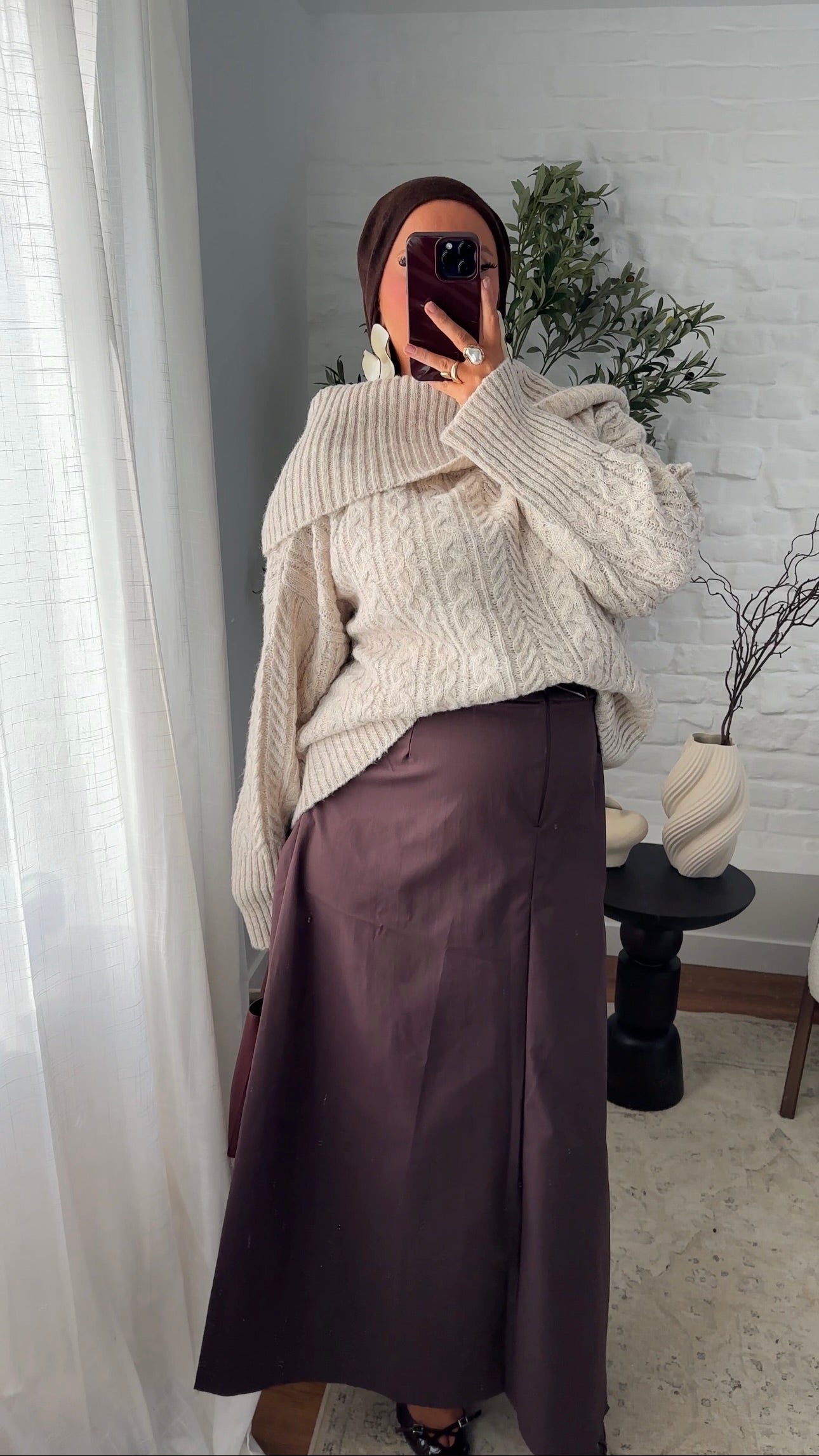 Pull ultra chaud en laine et col montant | Beige