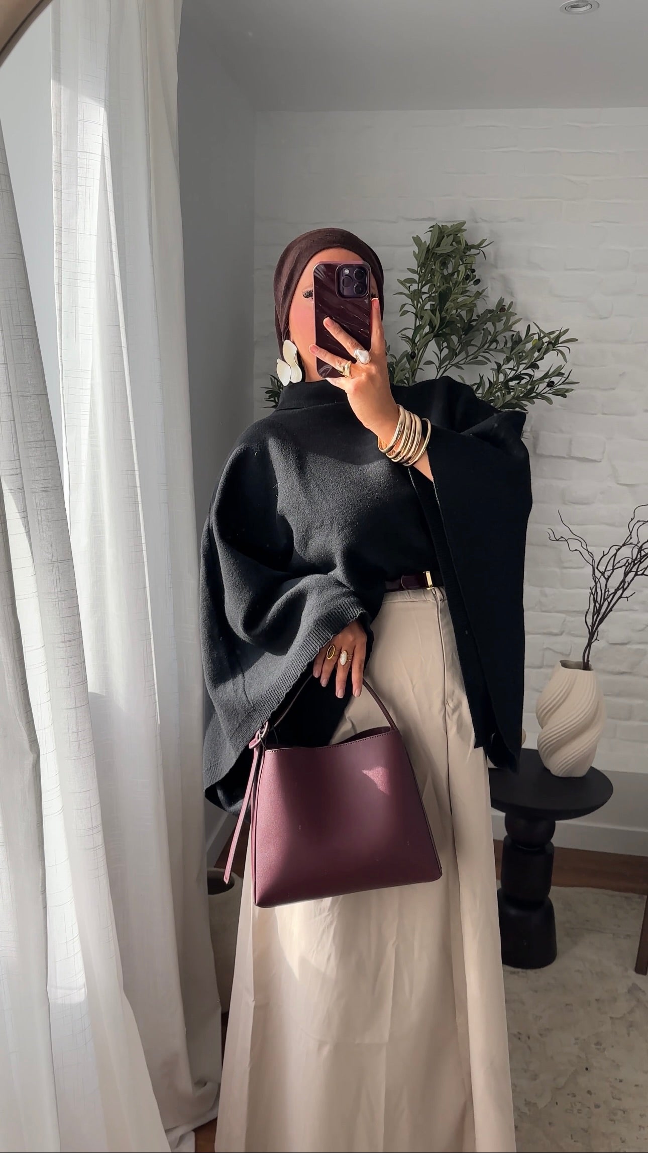 Jupe ultra longue évasée stretch | Beige