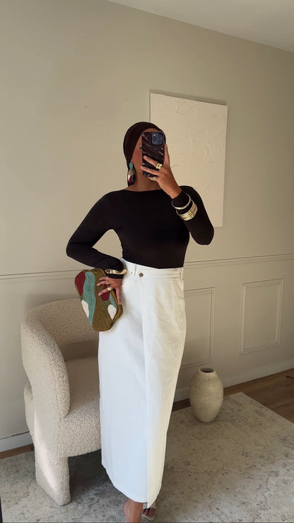 Jupe en jean portefeuille | Blanc