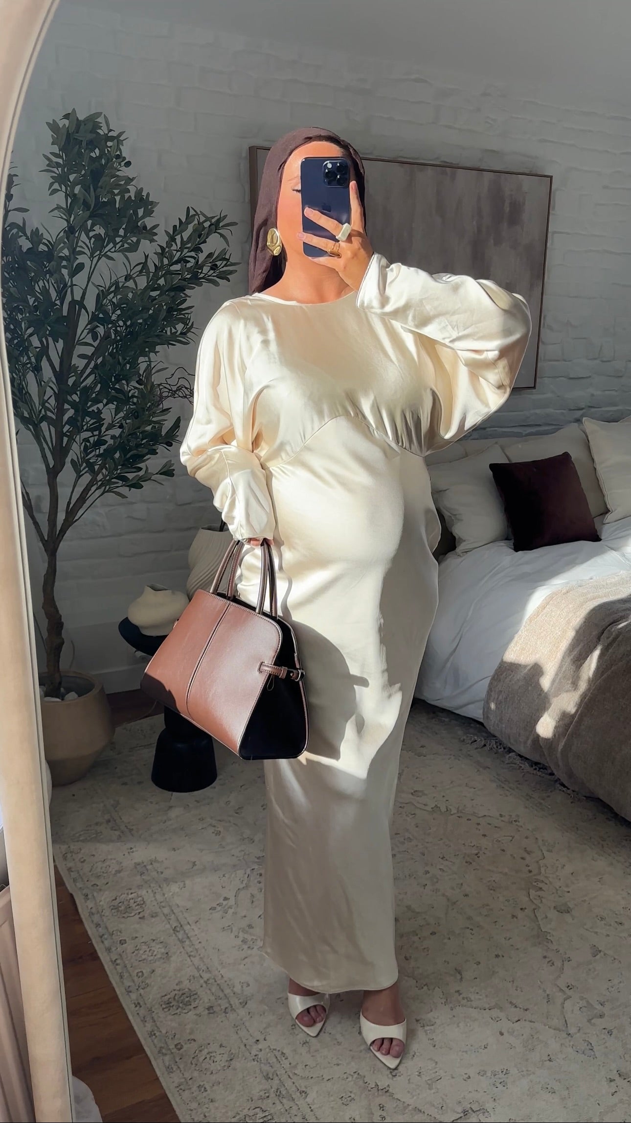 [CRÉATION] Robe longue satinée JENNAH | Crème