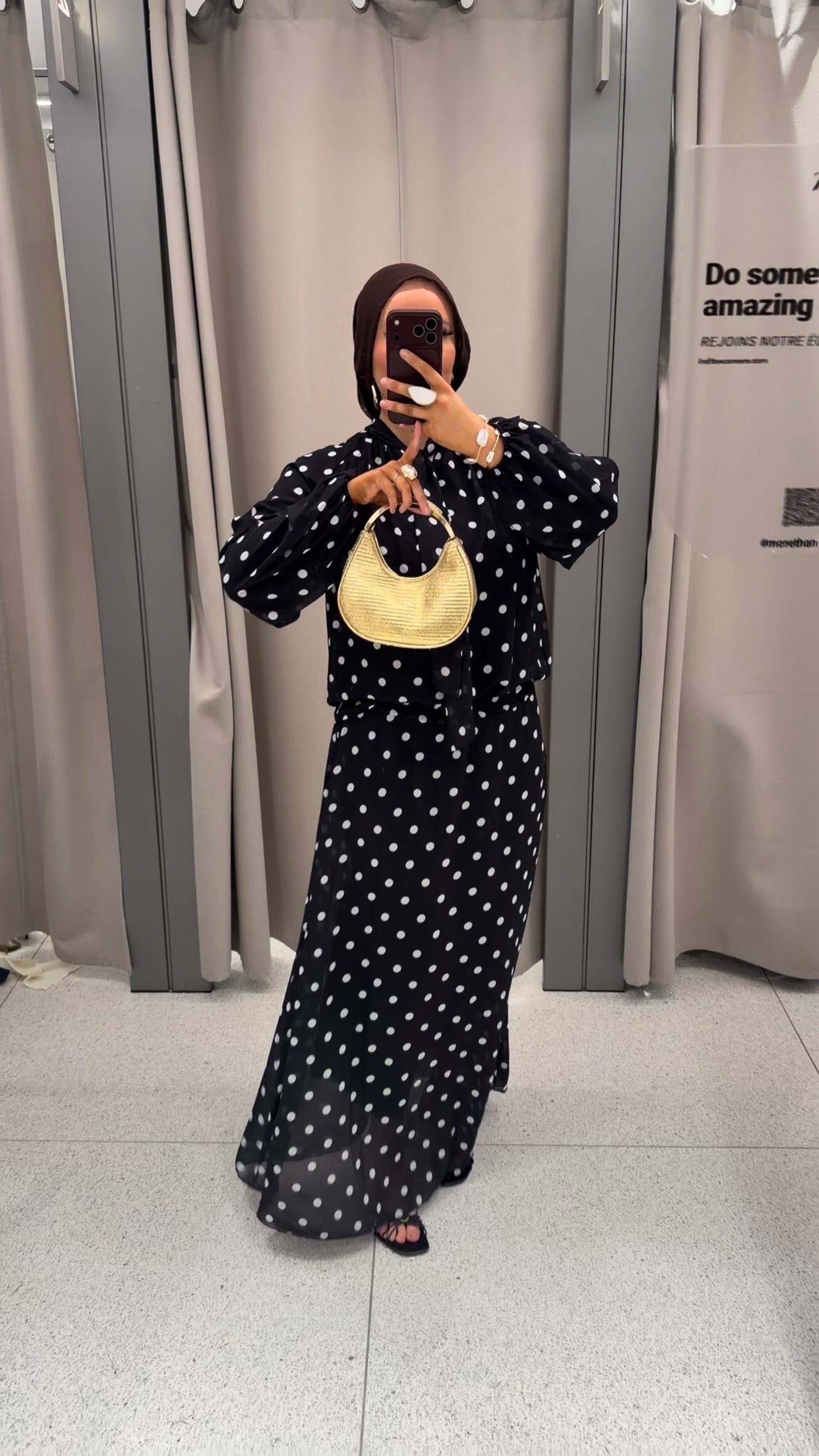 Ensemble doublé ultra long à pois | Noir