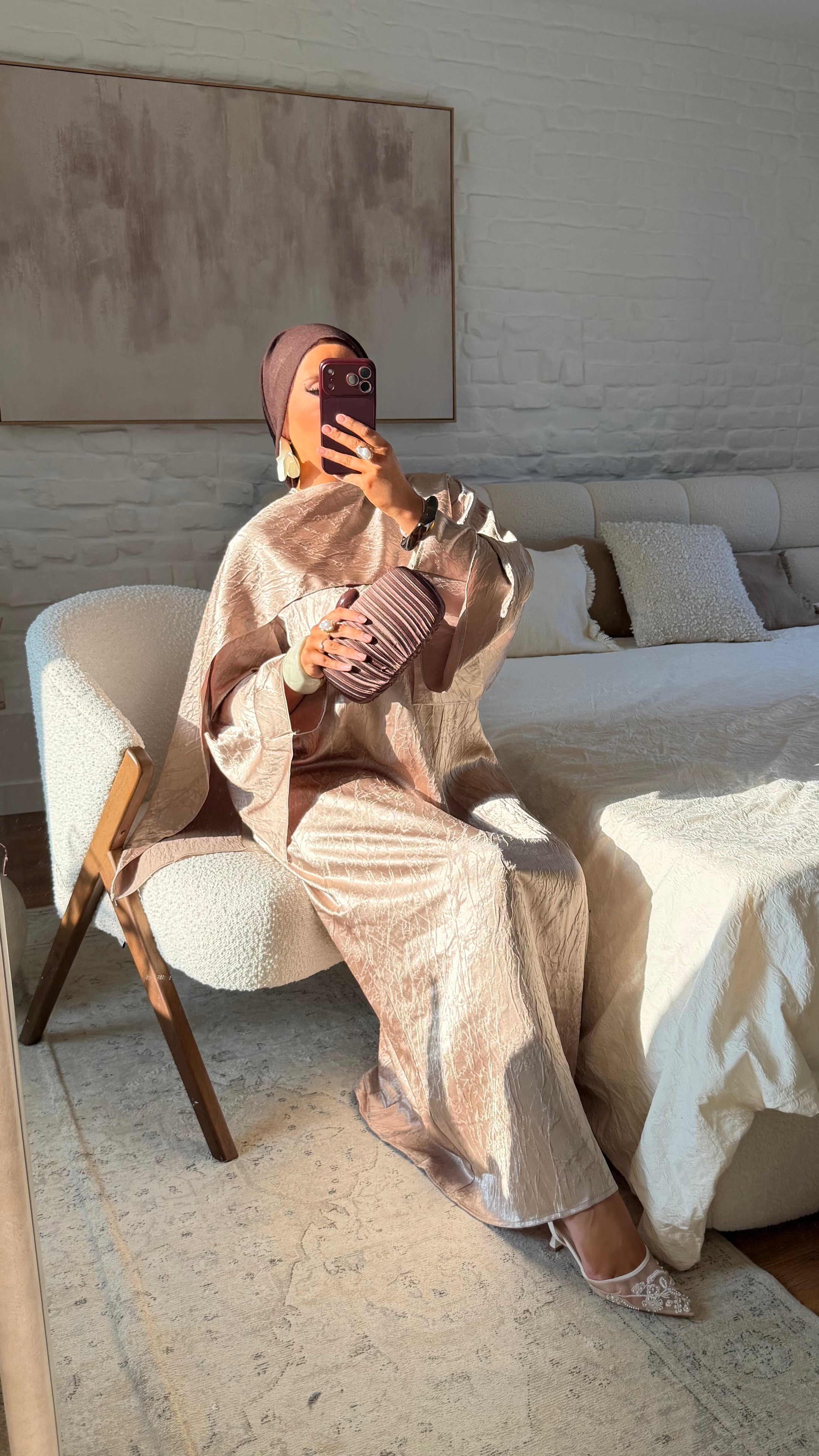 Robe ultra longue à cape intégrée OVA | Taupe