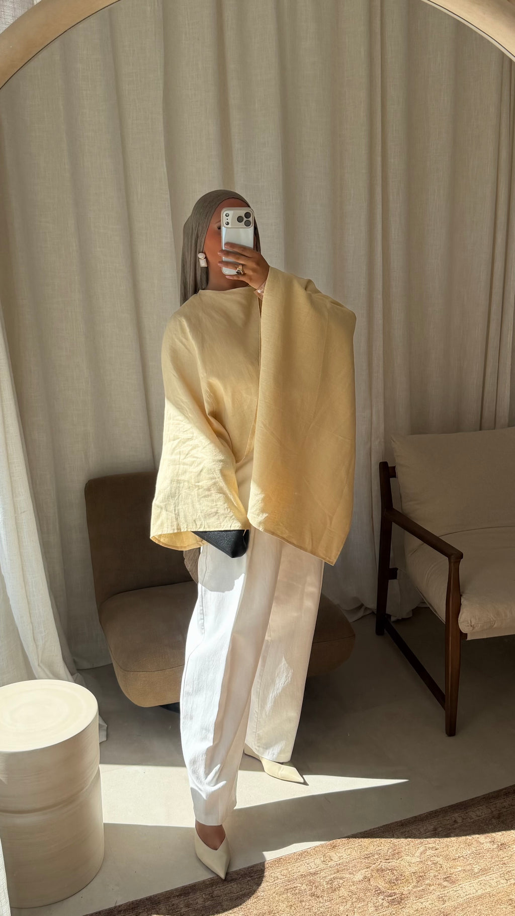 [CRÉATION] Haut avec cape intégrée 100% lin | Jaune