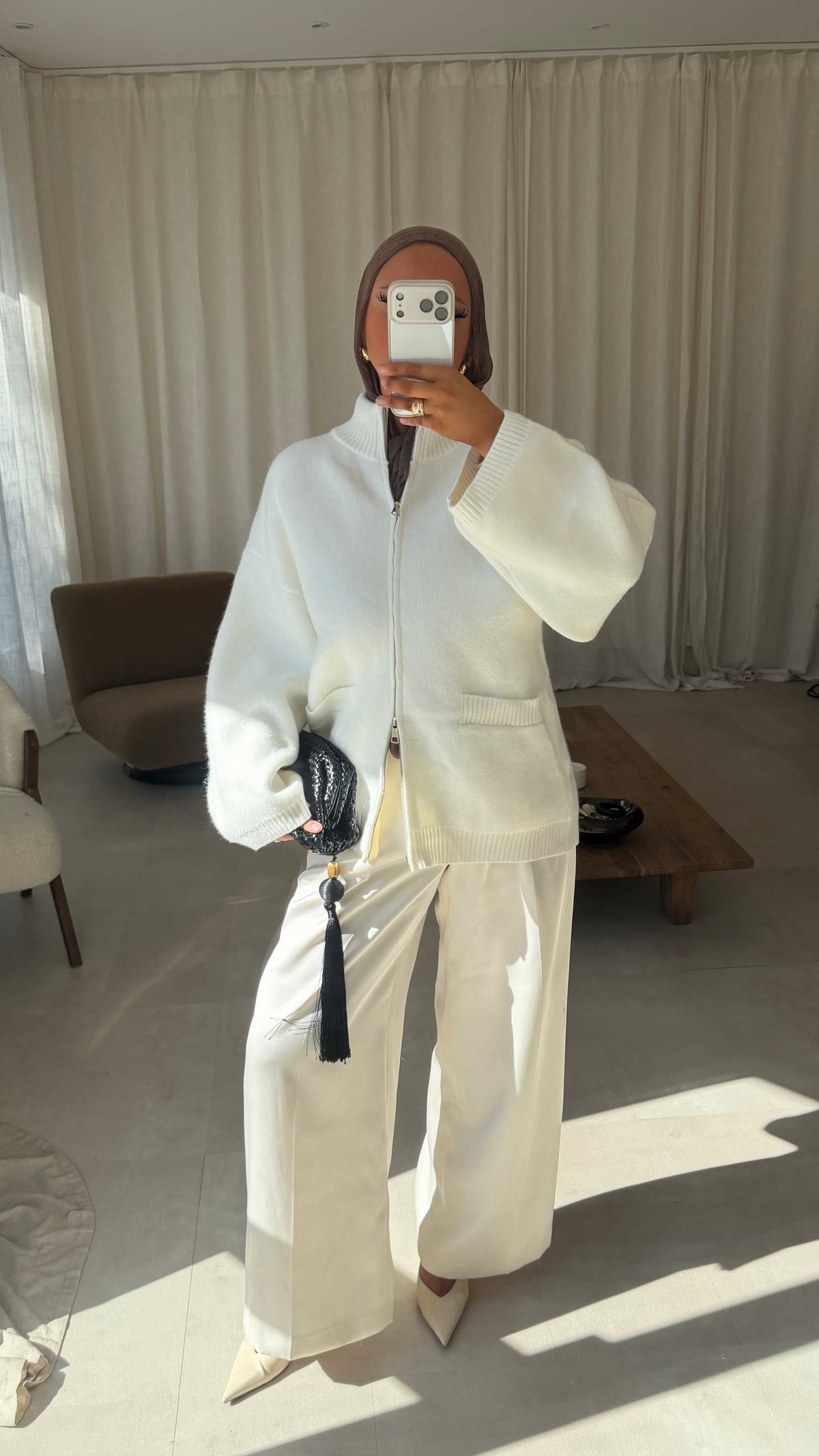Pull doux et chaud à zip | Blanc