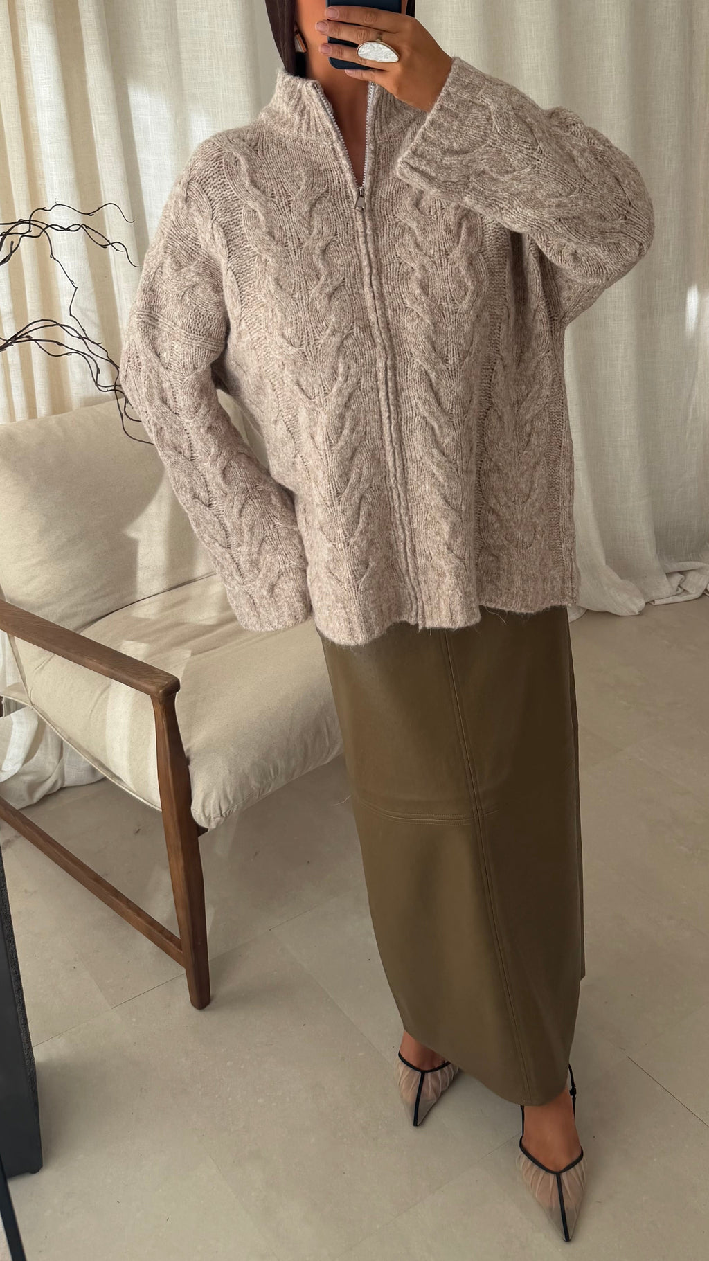 Pull long ultra doux torsadé SAMARIA | Beige