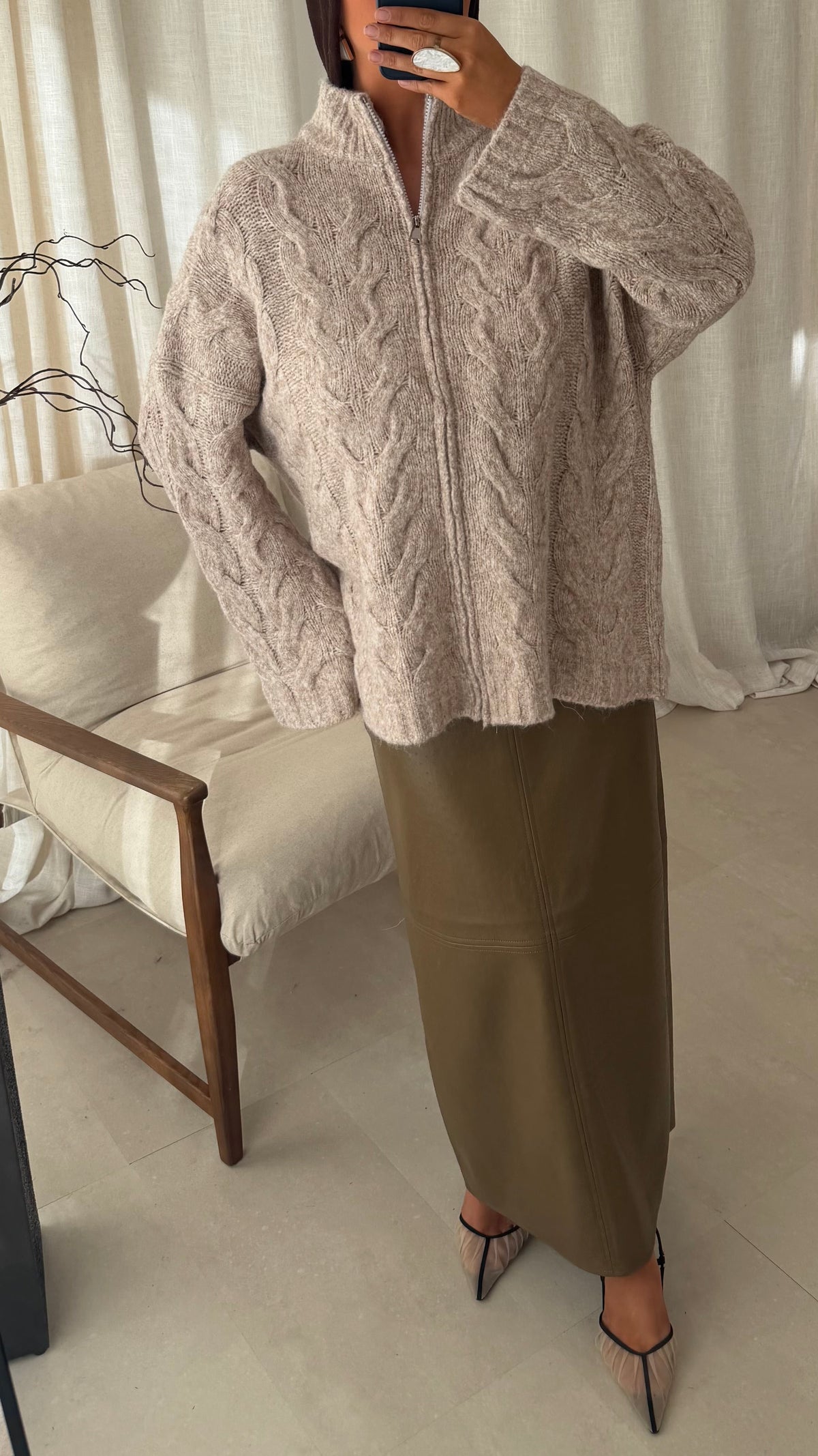 Pull long ultra doux torsadé SAMARIA | Beige